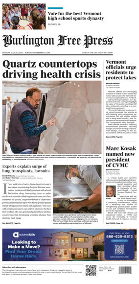 Cover of Burlington Free Press