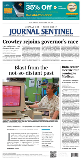 Cover of Milwaukee Journal Sentinel