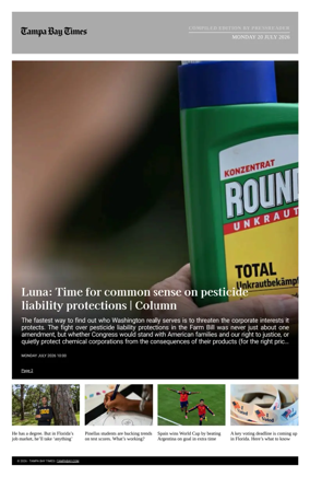Cover of Tampa Bay Times TFP