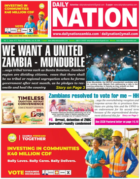 Cover of Daily Nation Newspaper
