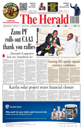 Cover of The Herald (Zimbabwe)