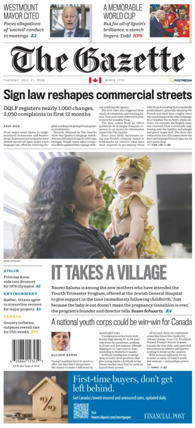 Cover of Montreal Gazette