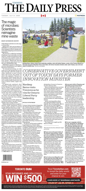 Cover of The Daily Press (Timmins)