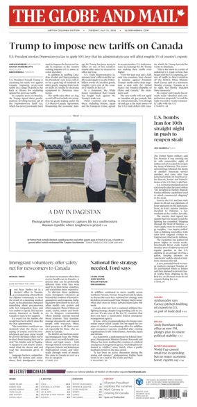 Cover of The Globe and Mail (BC Edition)