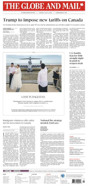 Cover of The Globe and Mail (Ottawa/Quebec Edition)