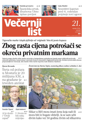 Cover of Vecernji list BiH
