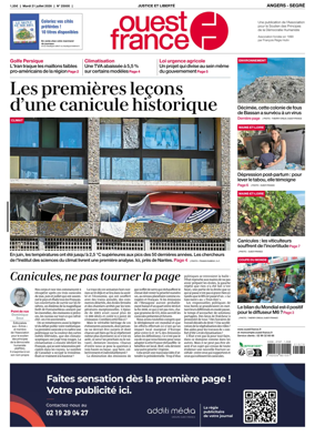 Cover of Ouest France (Angers / Segre)