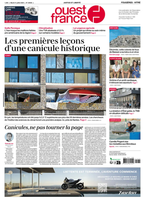 Cover of Ouest-France (Fougeres Vitre)