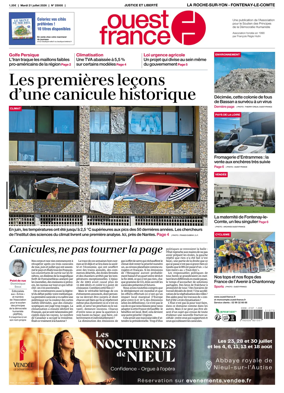 Cover of Ouest France (La Roche-sur-Yon - Fontenay-le-Comte)