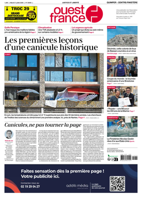 Cover of Ouest-France (Quimper Centre-Finistere)