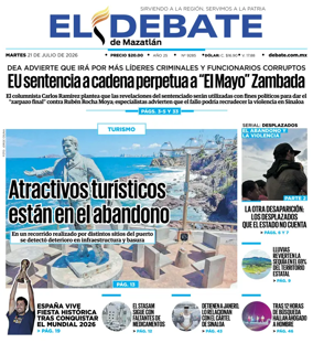 Cover of El Debate de Mazatlan