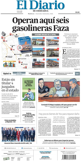 Cover of El Diario de Chihuahua