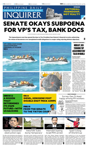 Cover of Philippine Daily Inquirer