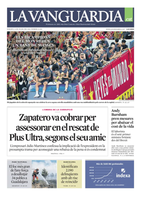 Cover of La Vanguardia (Catala)