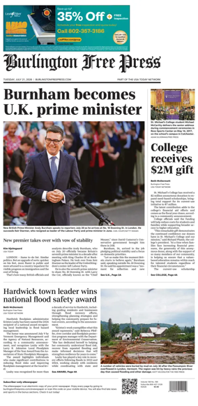 Cover of Burlington Free Press