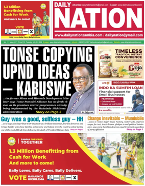 Cover of Daily Nation Newspaper