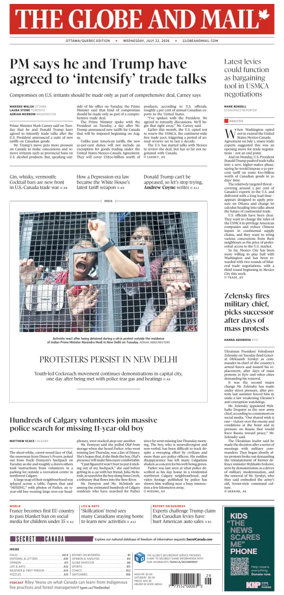 Cover of The Globe and Mail (Ottawa/Quebec Edition)