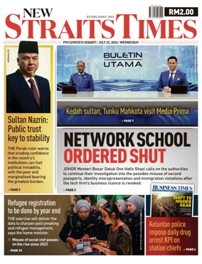 Cover of New Straits Times