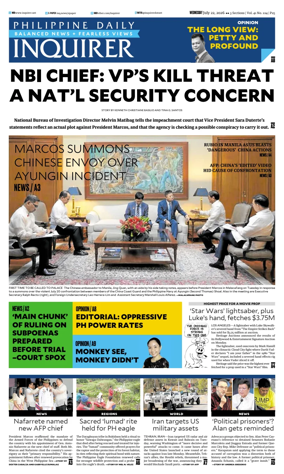 Cover of Philippine Daily Inquirer
