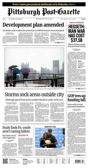 Cover of Pittsburgh Post-Gazette