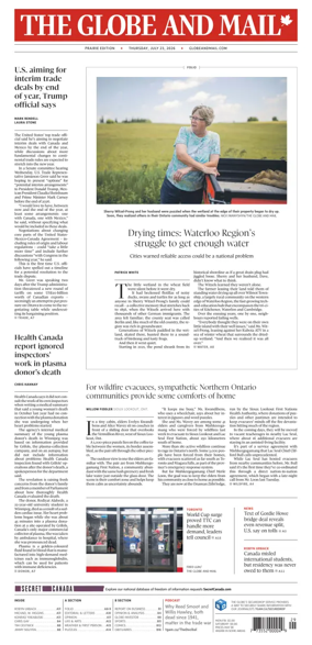 Cover of The Globe and Mail (Prairie Edition)