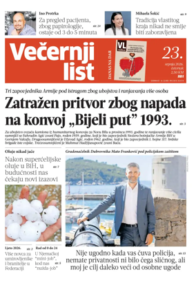 Cover of Vecernji list BiH