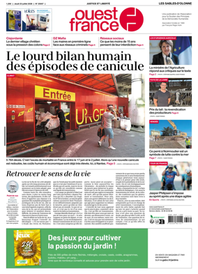 Cover of Ouest France (Les Sables-d'Olonne)
