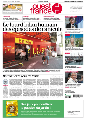 Cover of Ouest-France (Quimper Centre-Finistere)