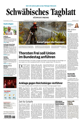 Cover of Schwabisches Tagblatt - Tubinger Chronik