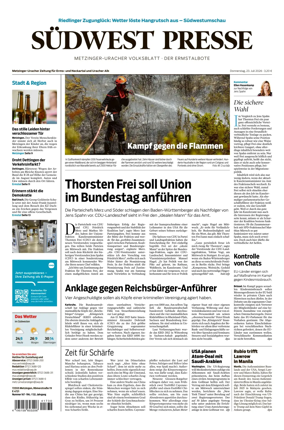 Cover of Sudwest Presse - Metzinger Uracher Volksblatt - Der Ermstalbote