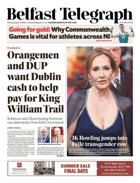 Cover of Belfast Telegraph