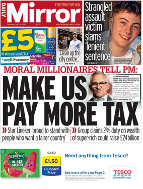 Cover of Daily Mirror (Northern Ireland)