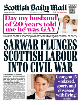 Cover of Scottish Daily Mail