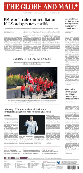 Cover of The Globe and Mail (Alberta Edition)