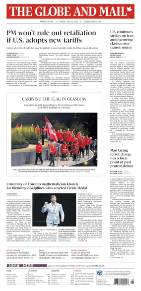 Cover of The Globe and Mail (Prairie Edition)