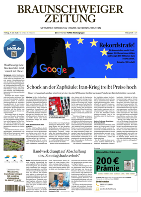 Cover of Braunschweiger Zeitung (Helmstedter Nachrichten)