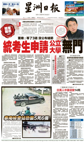 Cover of Sin Chew Daily - Northern Edition