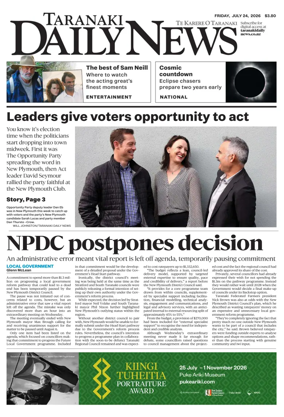 Cover of Taranaki Daily News