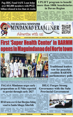 Cover of The Mindanao Examiner Regional Newspaper
