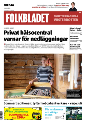 Cover of Folkbladet Vasterbotten