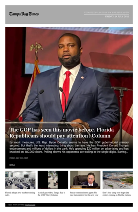 Cover of Tampa Bay Times TFP