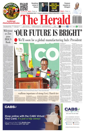 Cover of The Herald (Zimbabwe)