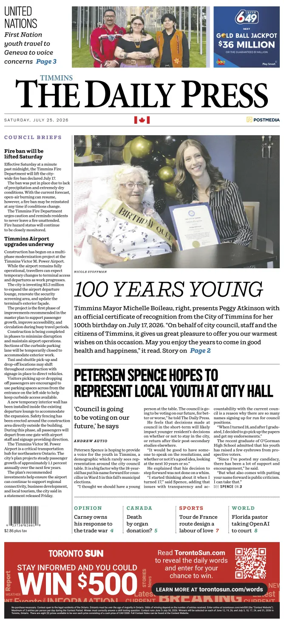 Cover of The Daily Press (Timmins)