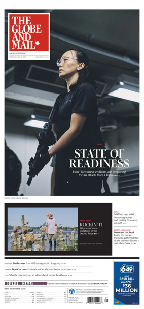 Cover of The Globe and Mail (Ontario Edition)