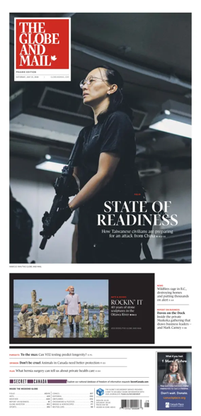 Cover of The Globe and Mail (Prairie Edition)