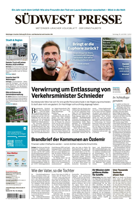 Cover of Sudwest Presse - Metzinger Uracher Volksblatt - Der Ermstalbote