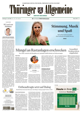 Cover of Thuringer Allgemeine (Arnstadt und Ilmenauz)