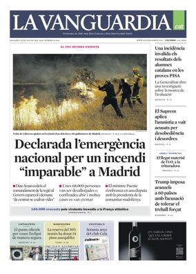 Cover of La Vanguardia (Catala)