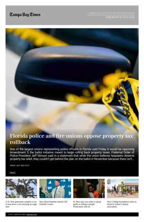 Cover of Tampa Bay Times TFP