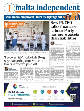 Cover of The Malta Independent on Sunday